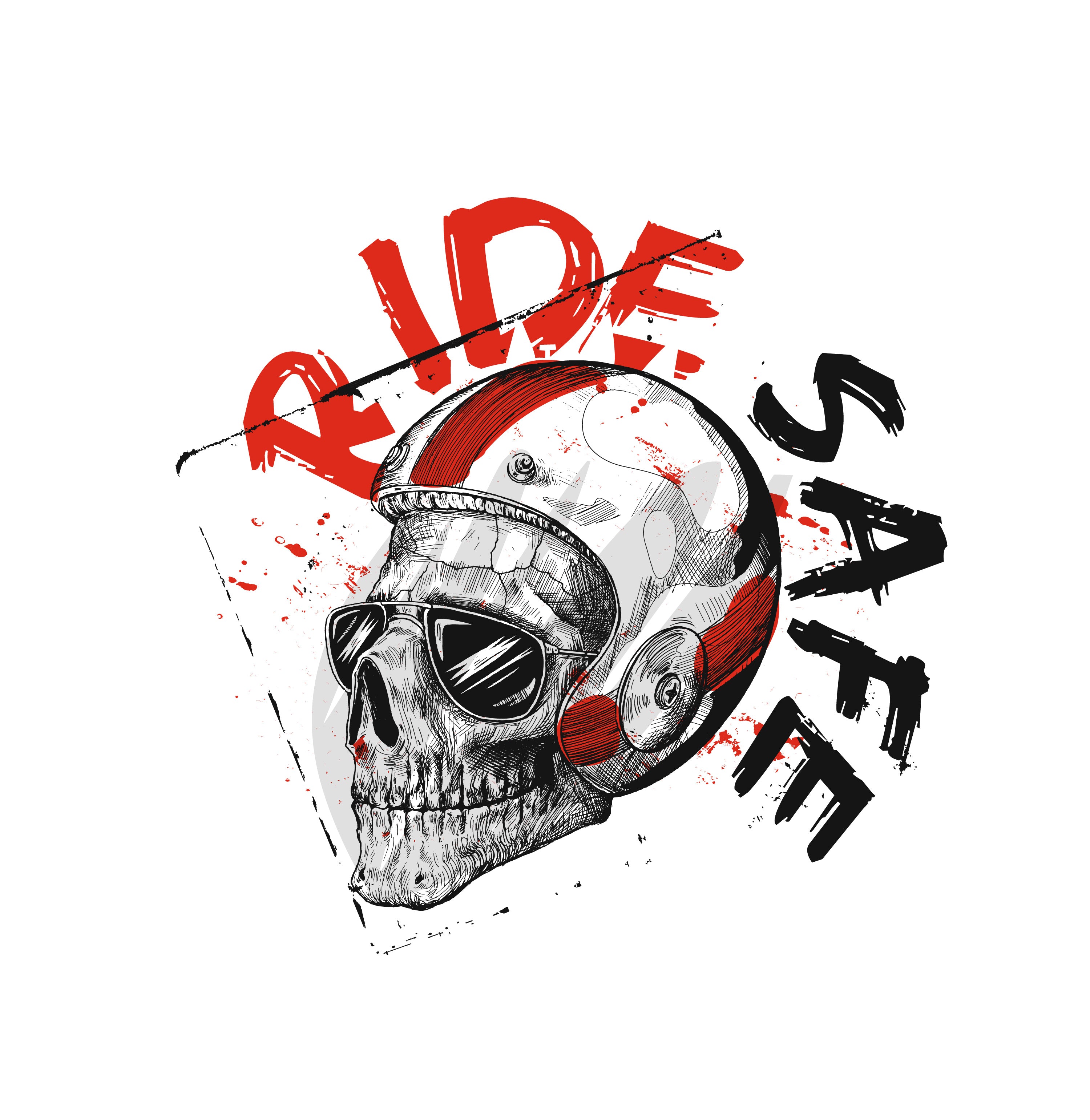 🏍️ RIDE SAFE – Skull Helmet Graphic Tee - ThreadStyle