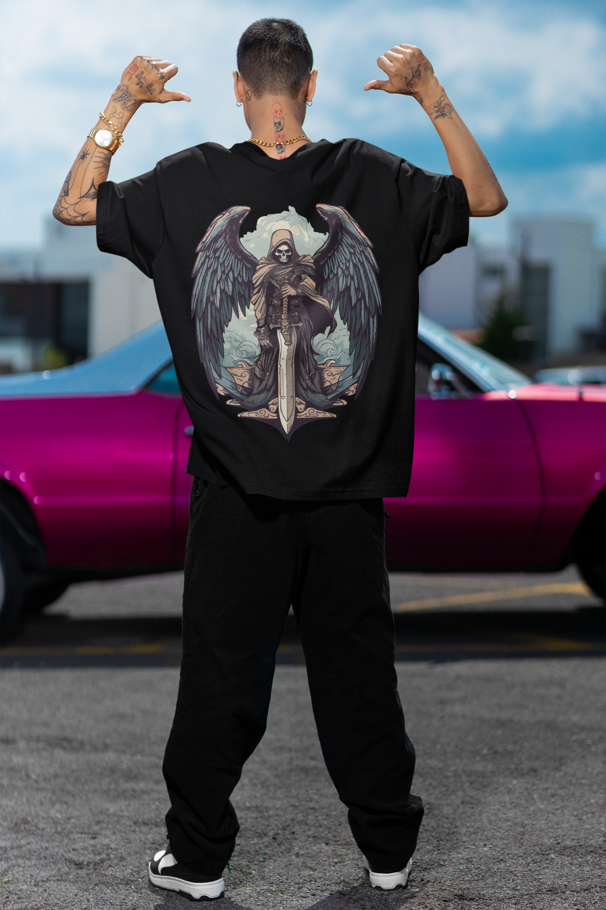 Grim Reaper Sword Guardian Oversized T-Shirt