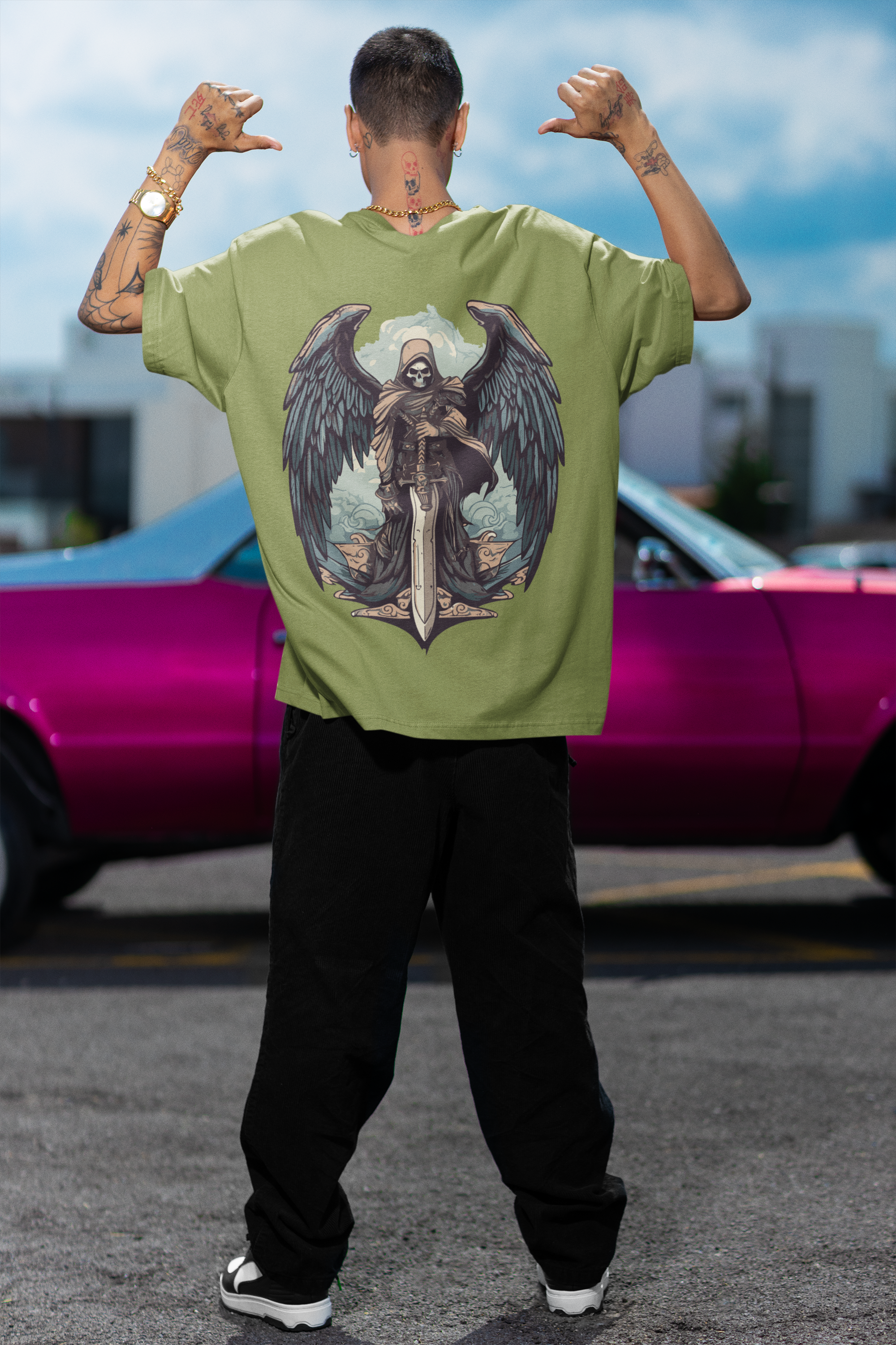Grim Reaper Sword Guardian Oversized T-Shirt