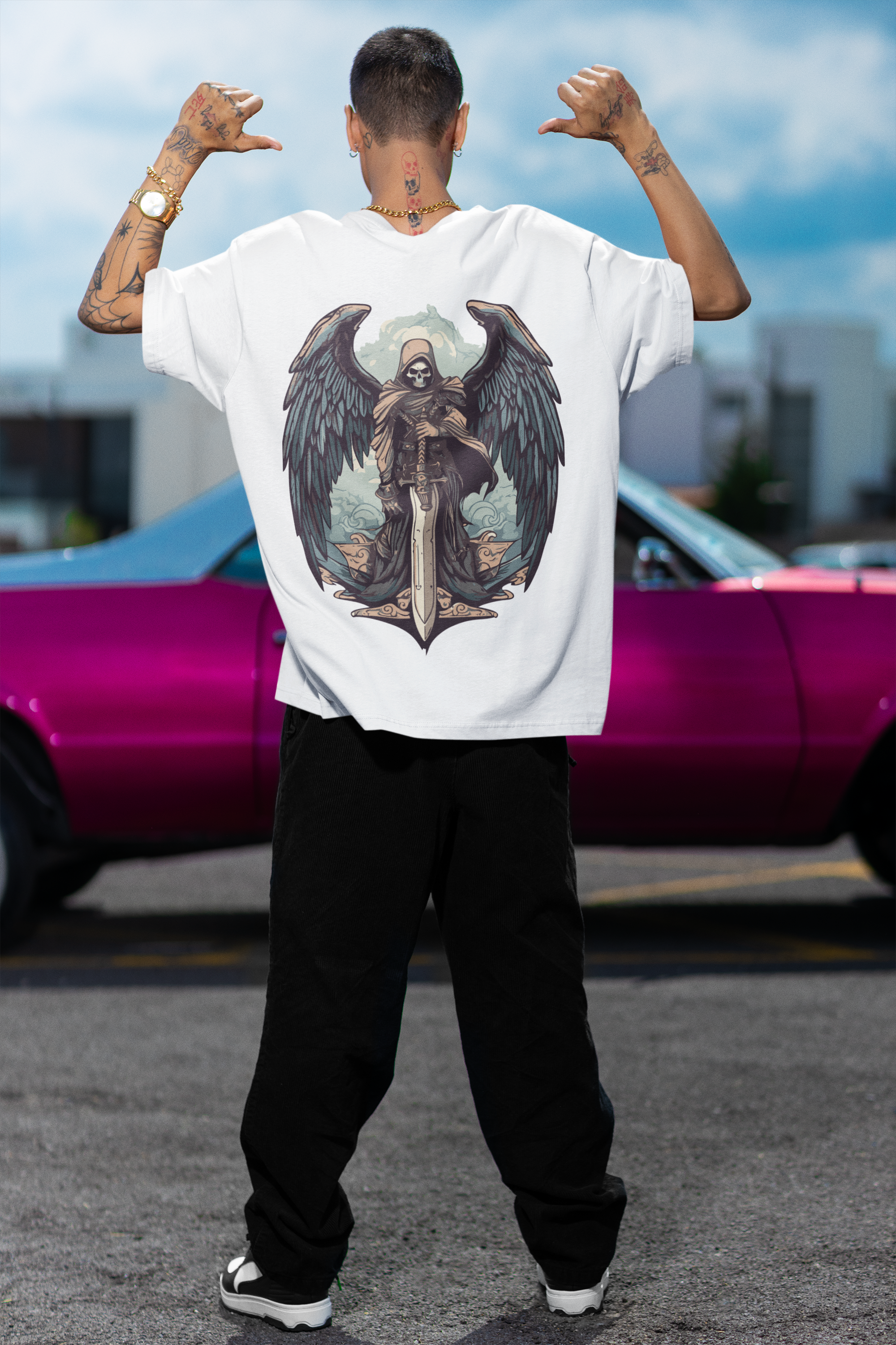 Grim Reaper Sword Guardian Oversized T-Shirt