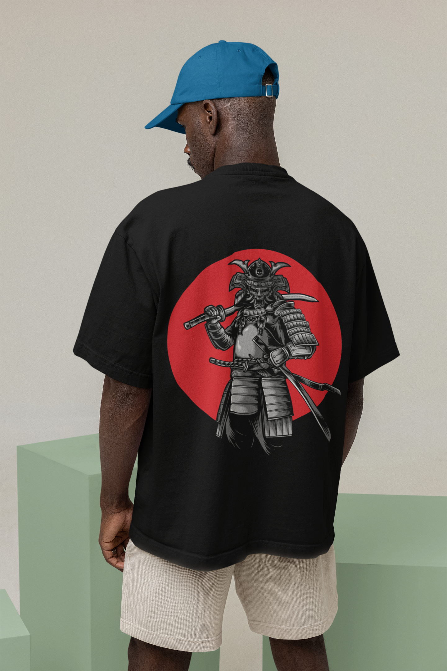 Oversized T-Shirt Design: “RED ONI SAMURAI” - ThreadStyle