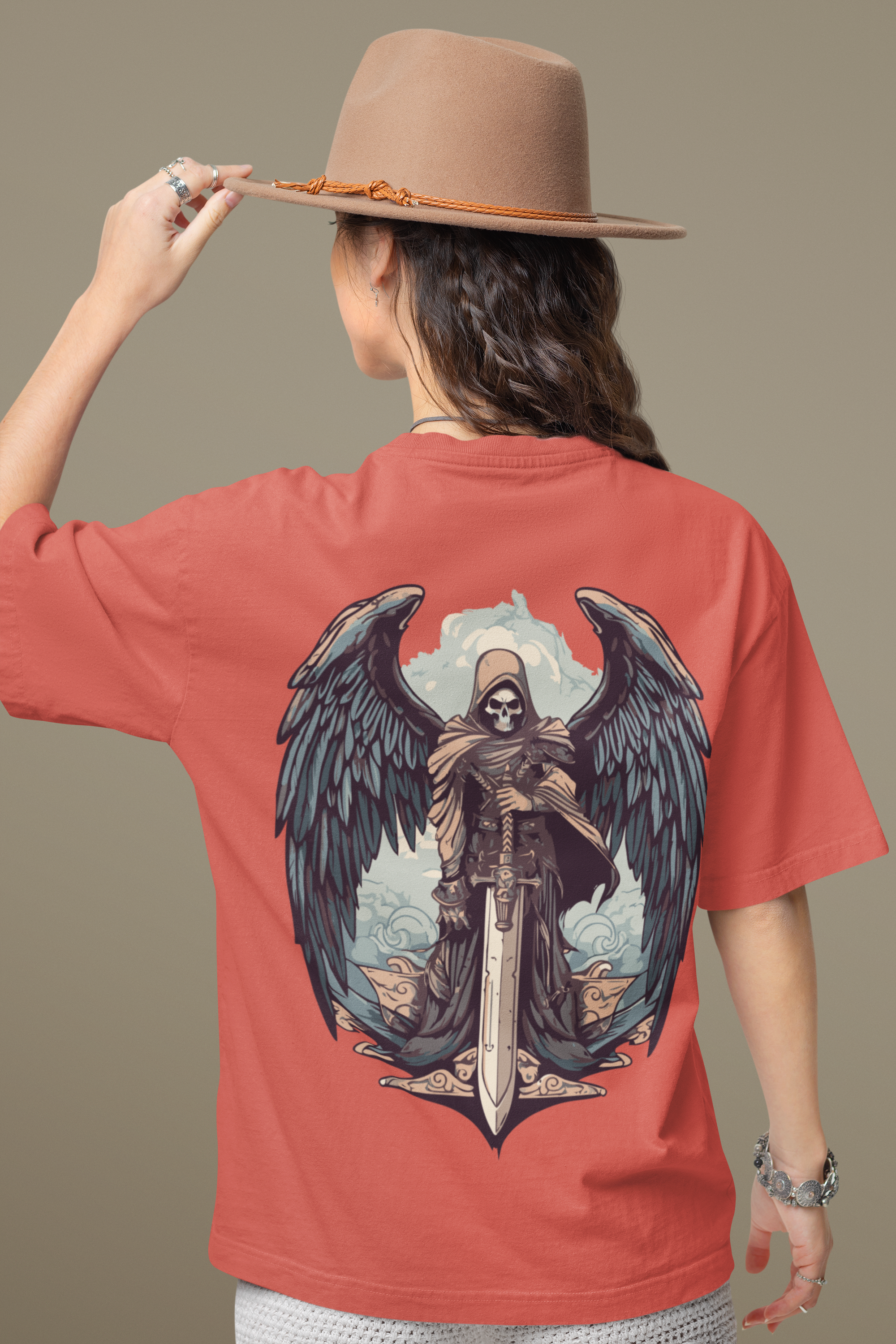 Grim Reaper Sword Guardian Oversized T-Shirt