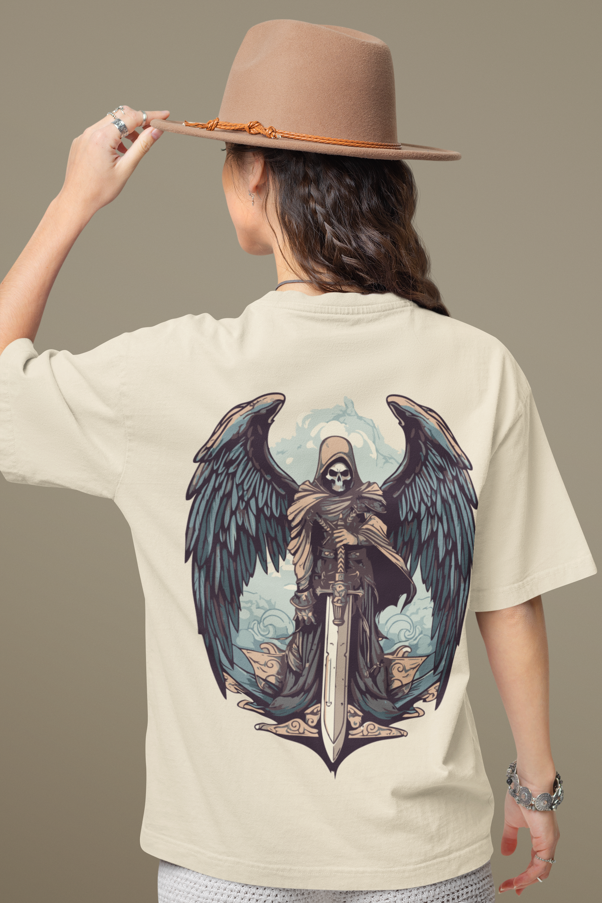 Grim Reaper Sword Guardian Oversized T-Shirt
