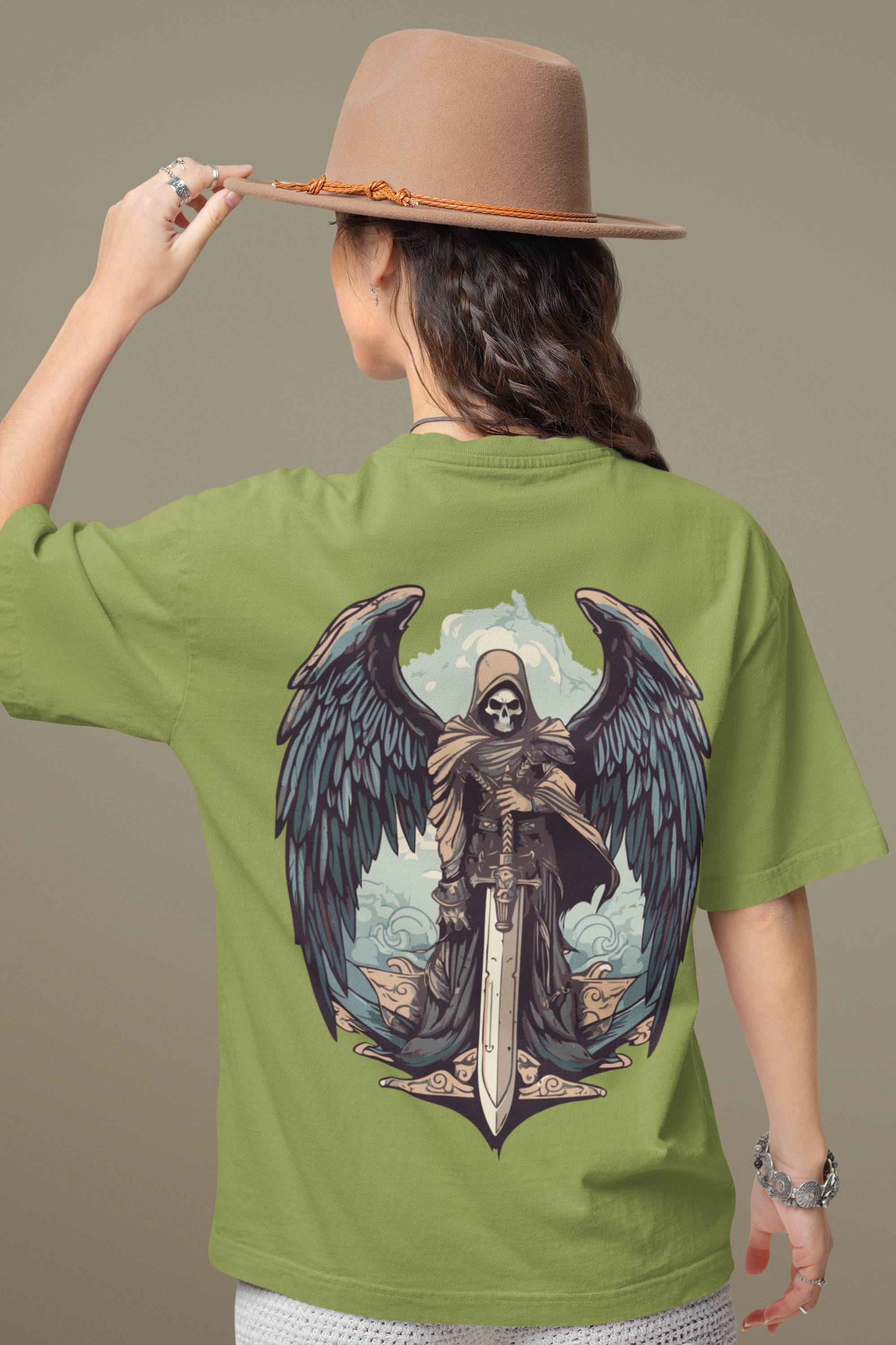 Grim Reaper Sword Guardian Oversized T-Shirt