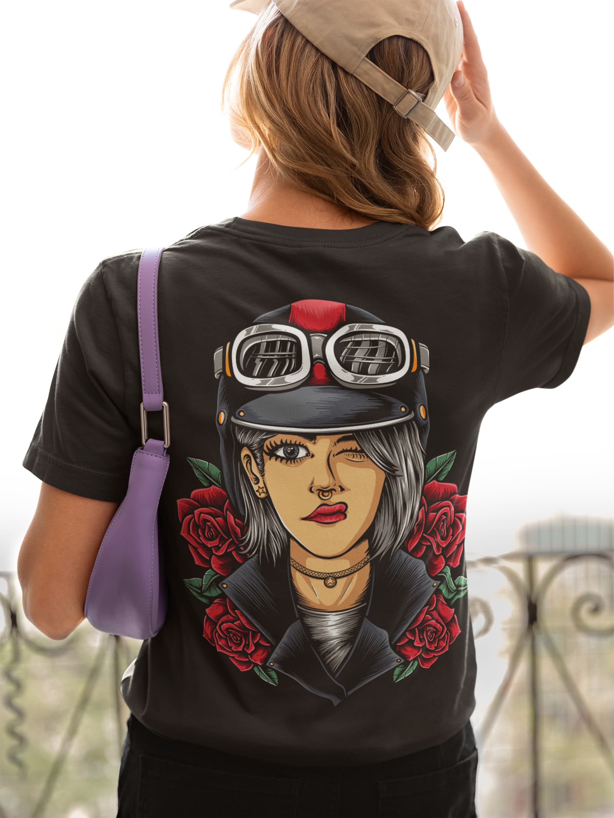 🚨 NEW DROP – “Biker Rose” Graphic Tee - ThreadStyle