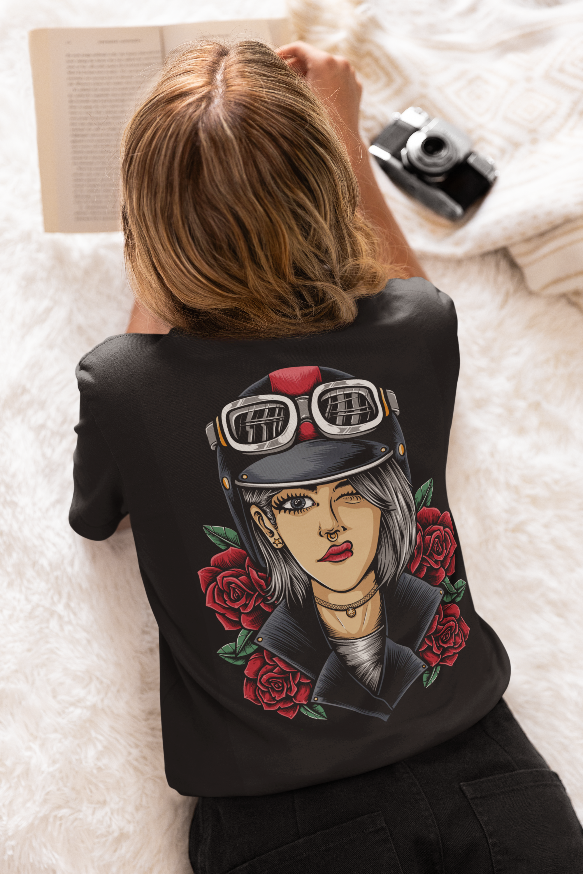 🚨 NEW DROP – “Biker Rose” Graphic Tee - ThreadStyle