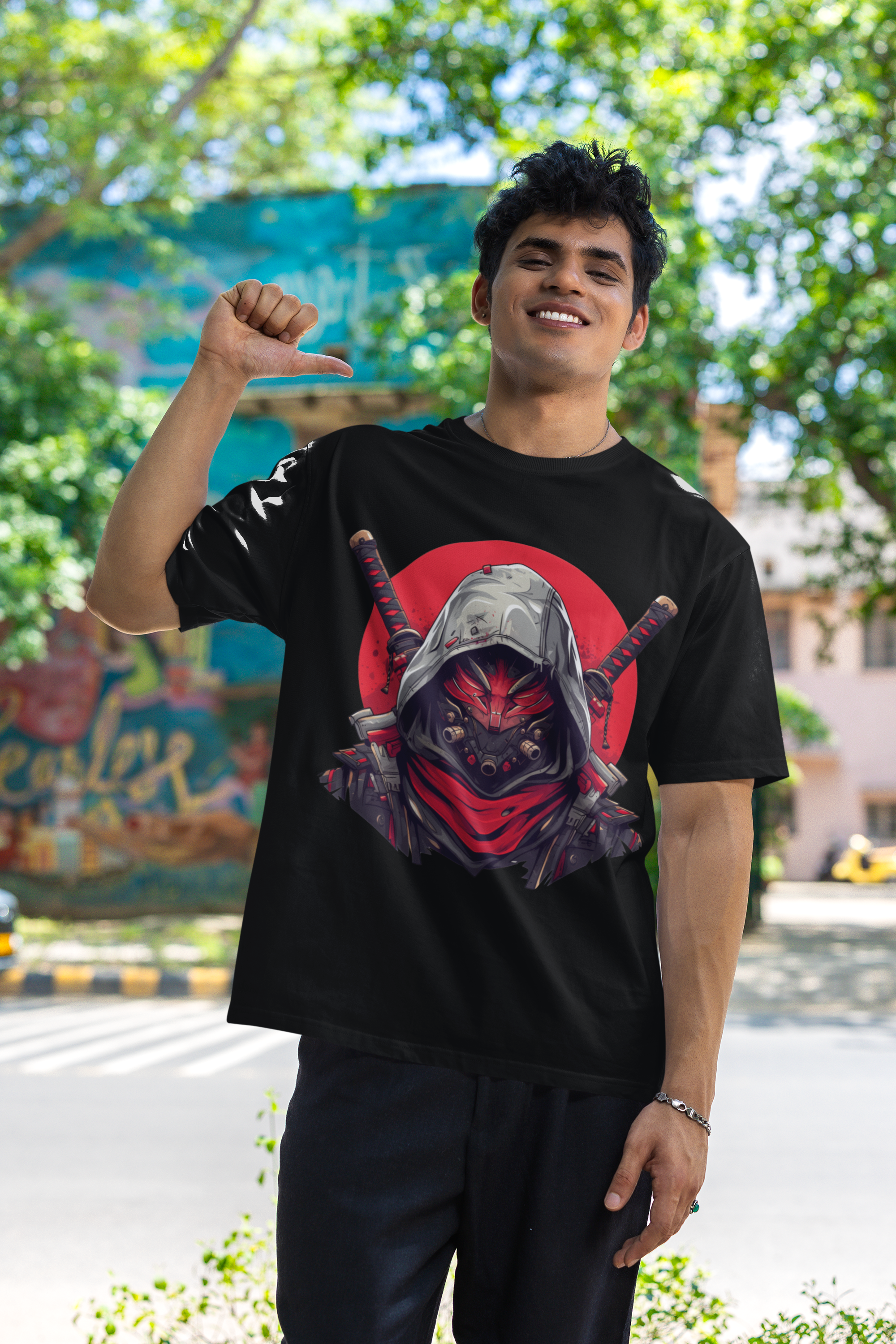⚔️ SHADOW RONIN – Oversized Samurai Graphic T-Shirt - ThreadStyle