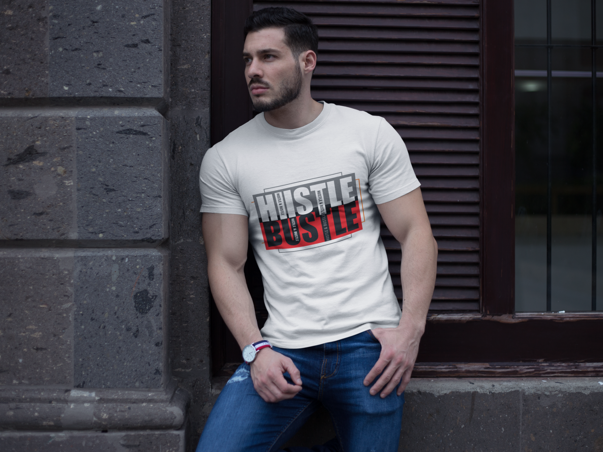 HUSTLE & BUSTLE – Graphic Typography Tee - ThreadStyle