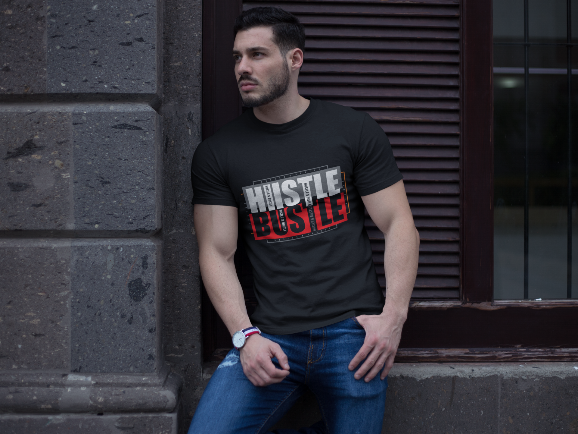 HUSTLE & BUSTLE – Graphic Typography Tee - ThreadStyle