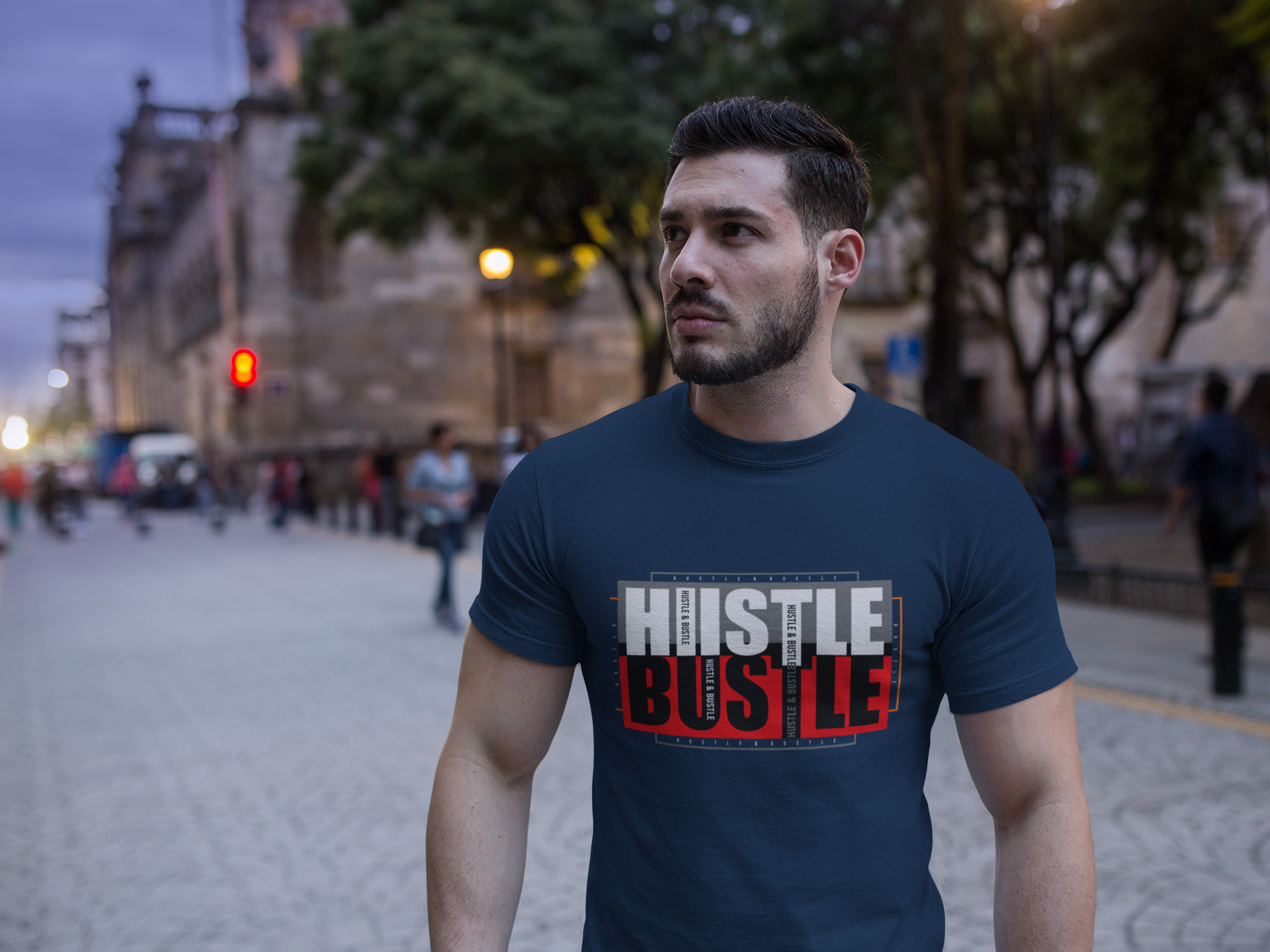 HUSTLE & BUSTLE – Graphic Typography Tee - ThreadStyle