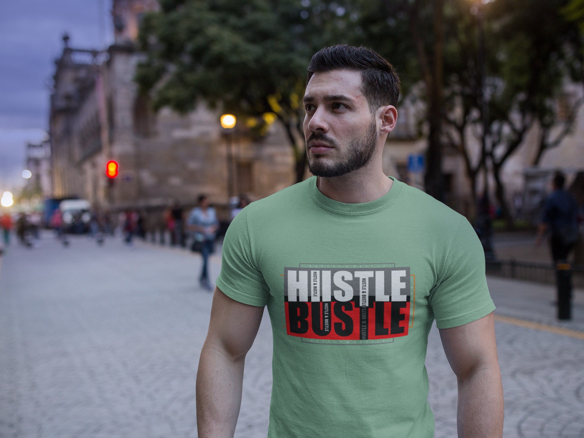 HUSTLE & BUSTLE – Graphic Typography Tee - ThreadStyle