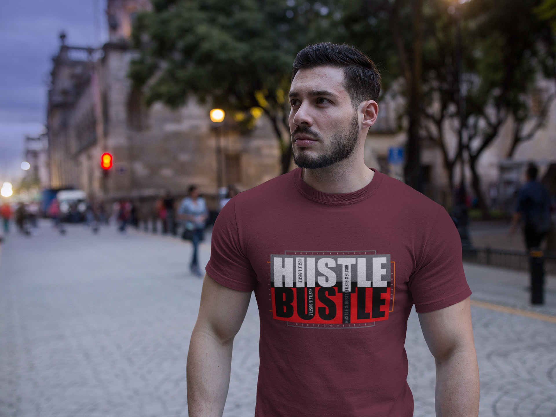HUSTLE & BUSTLE – Graphic Typography Tee - ThreadStyle
