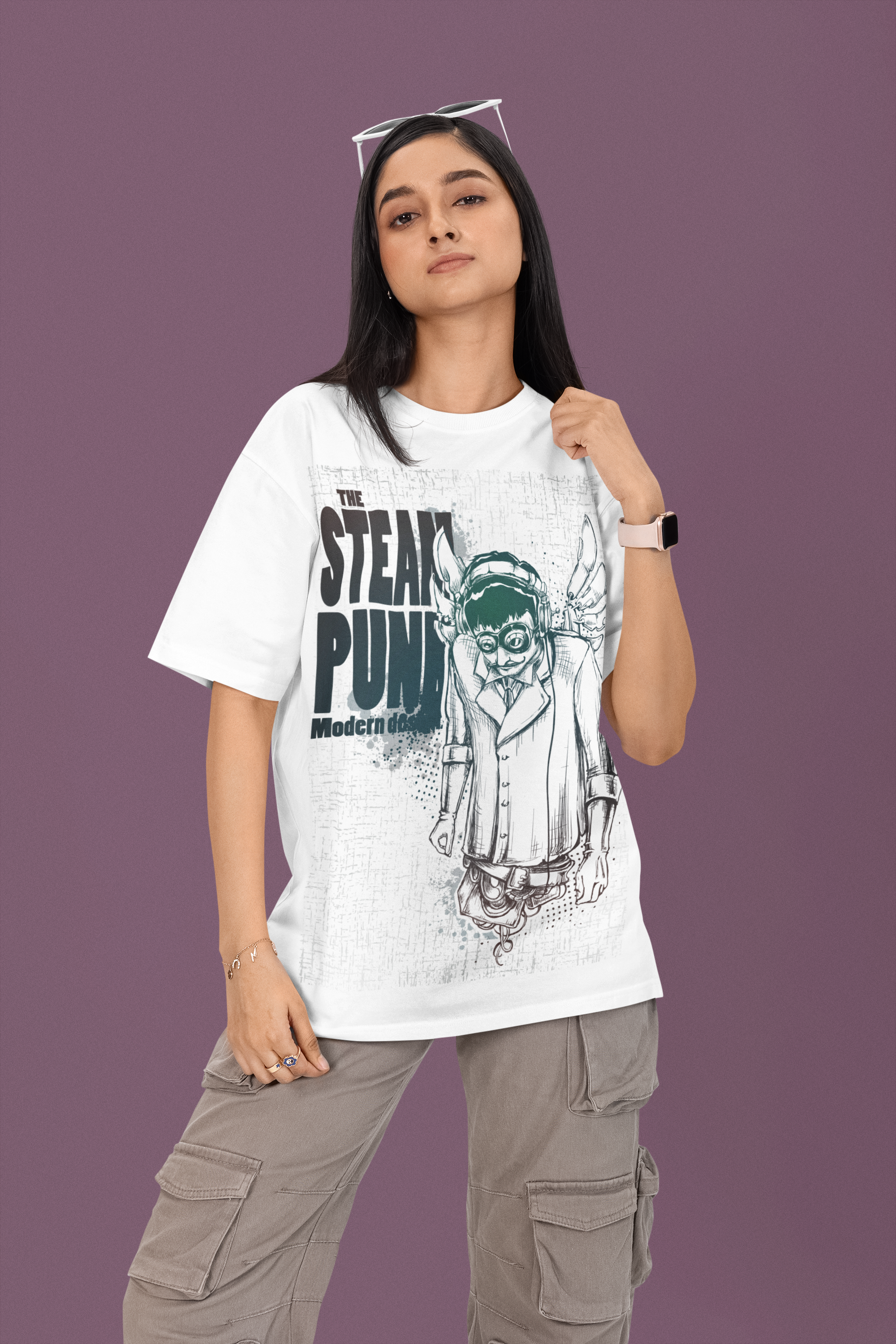 🟢 STEAMPUNK VIBES – MODERN DREAMER OVERSIZED T-SHIRT - ThreadStyle