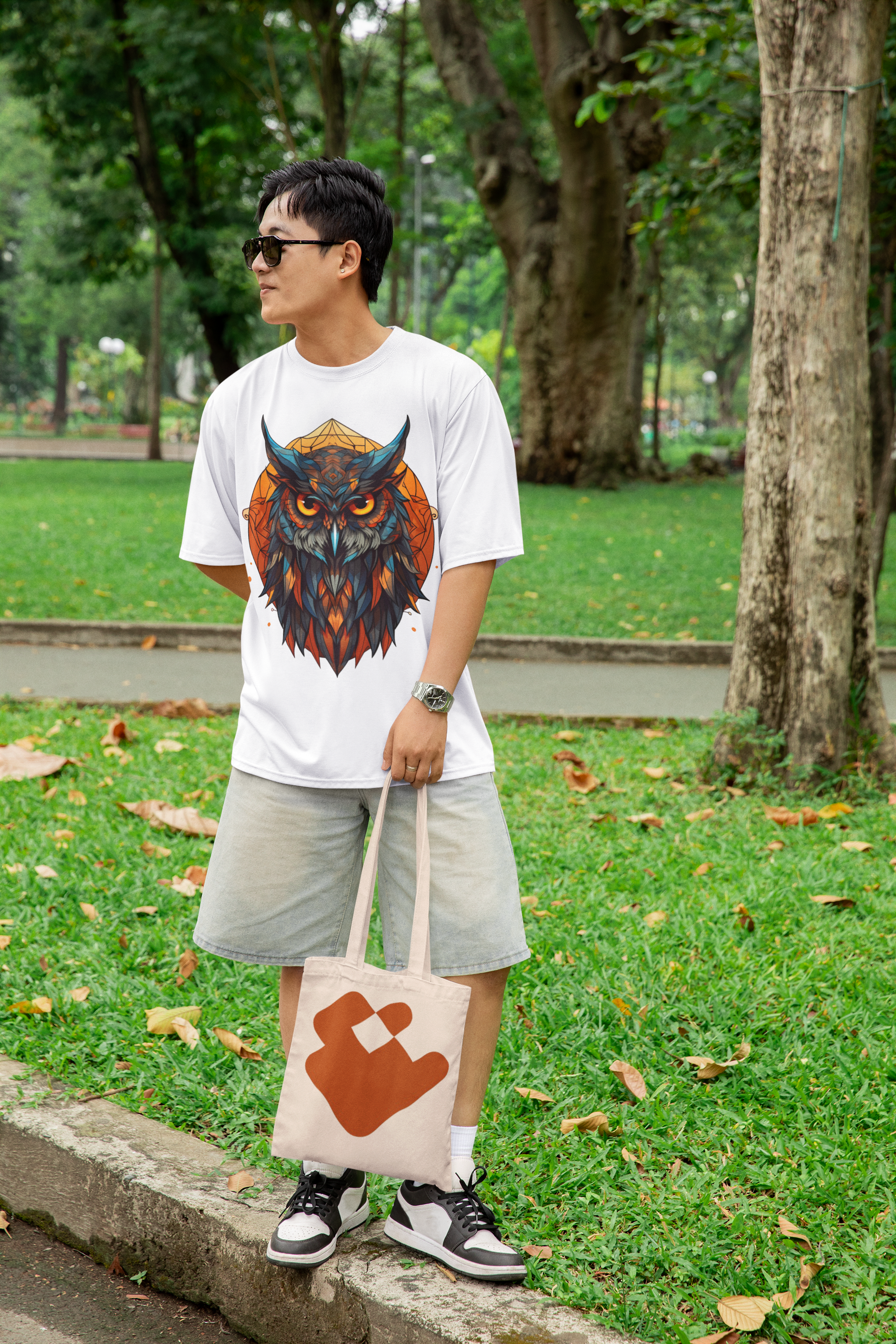 🔥 "Geometric Owl Spirit" Oversized Unisex T-Shirt
