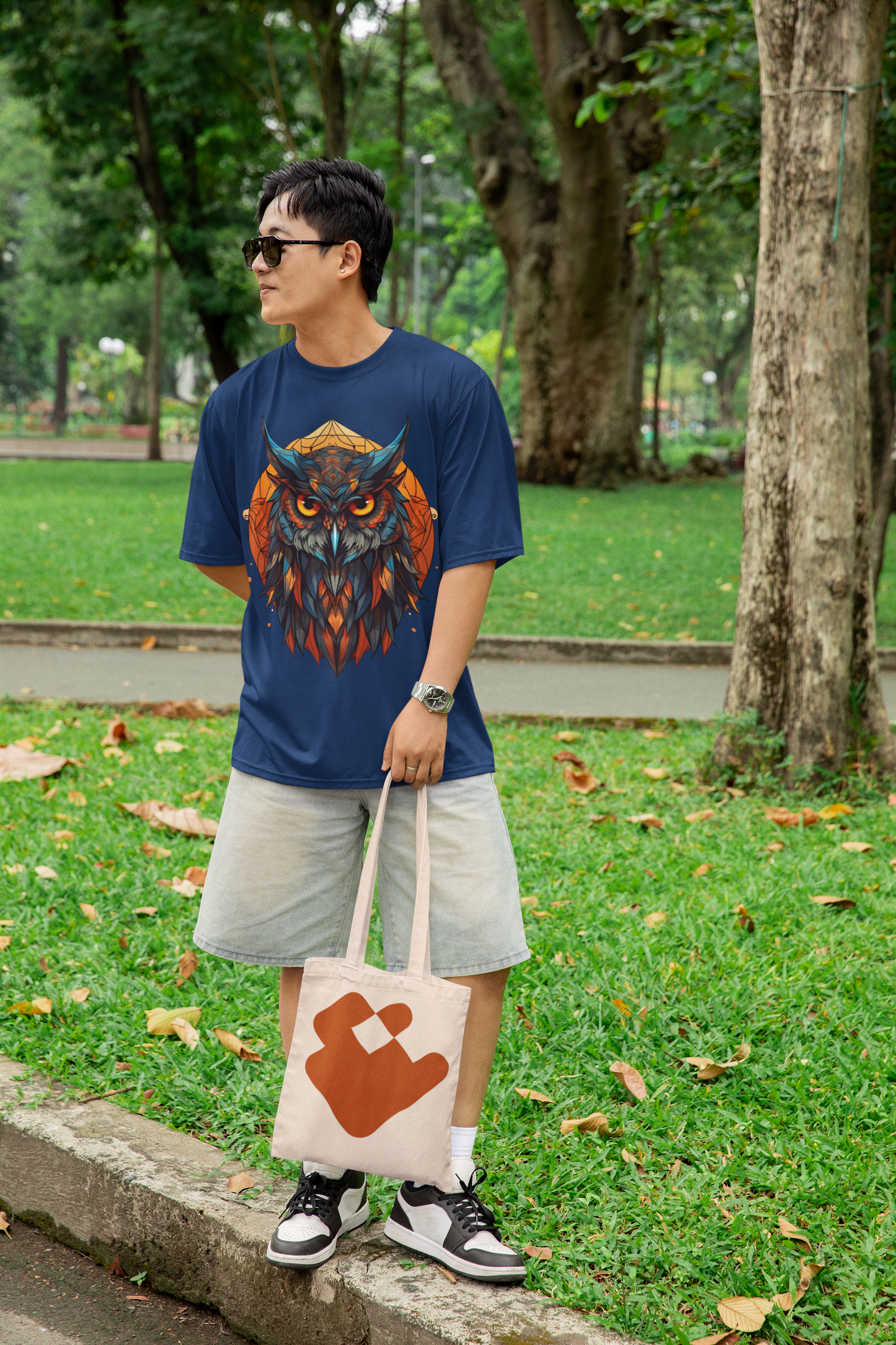 🔥 "Geometric Owl Spirit" Oversized Unisex T-Shirt