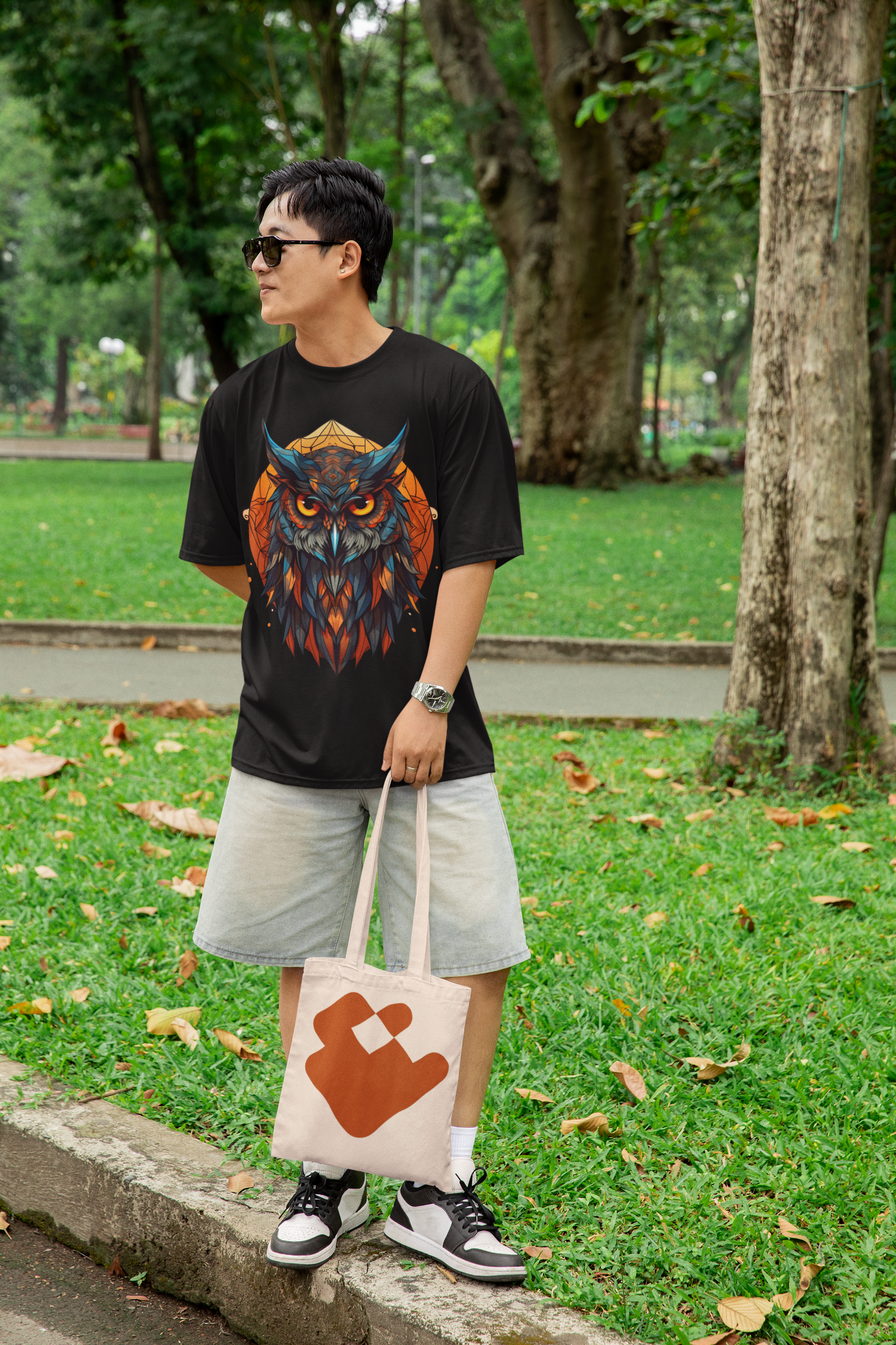🔥 "Geometric Owl Spirit" Oversized Unisex T-Shirt