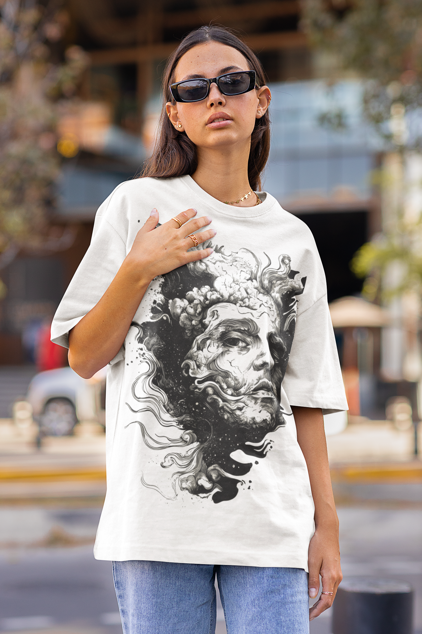 🌌 "Cosmic Reverie" Oversized Unisex T-Shirt