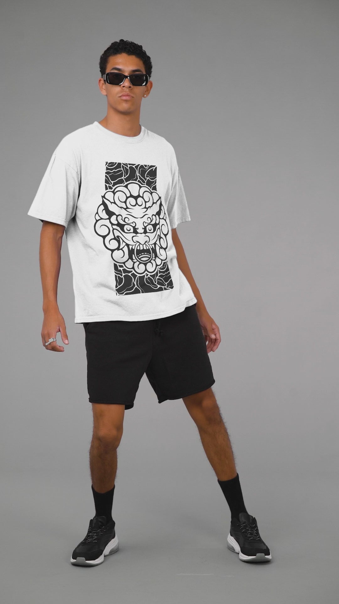 FIERCE GUARDIAN MASK – Graphic Oversized T-Shirt