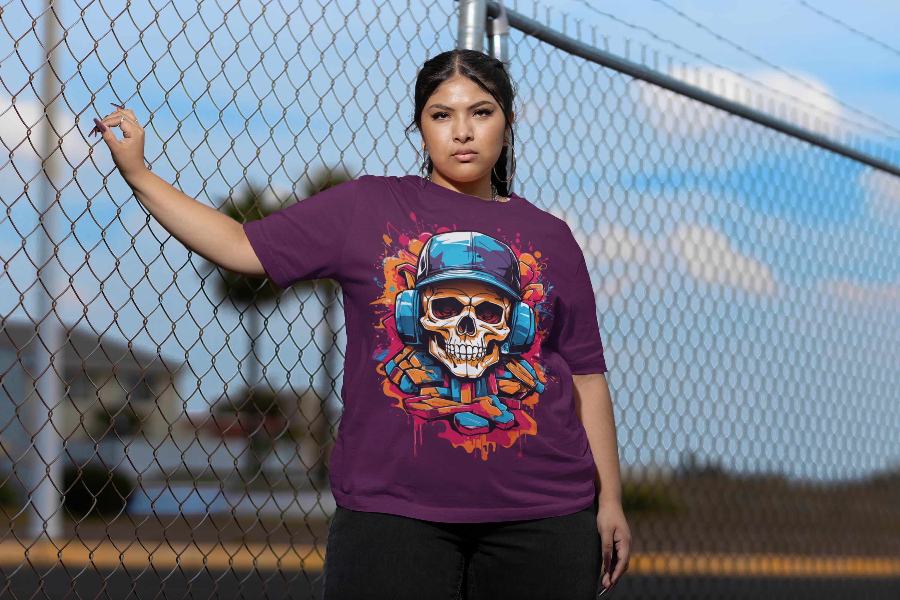 Urban Skull Groove - Oversized T-Shirt