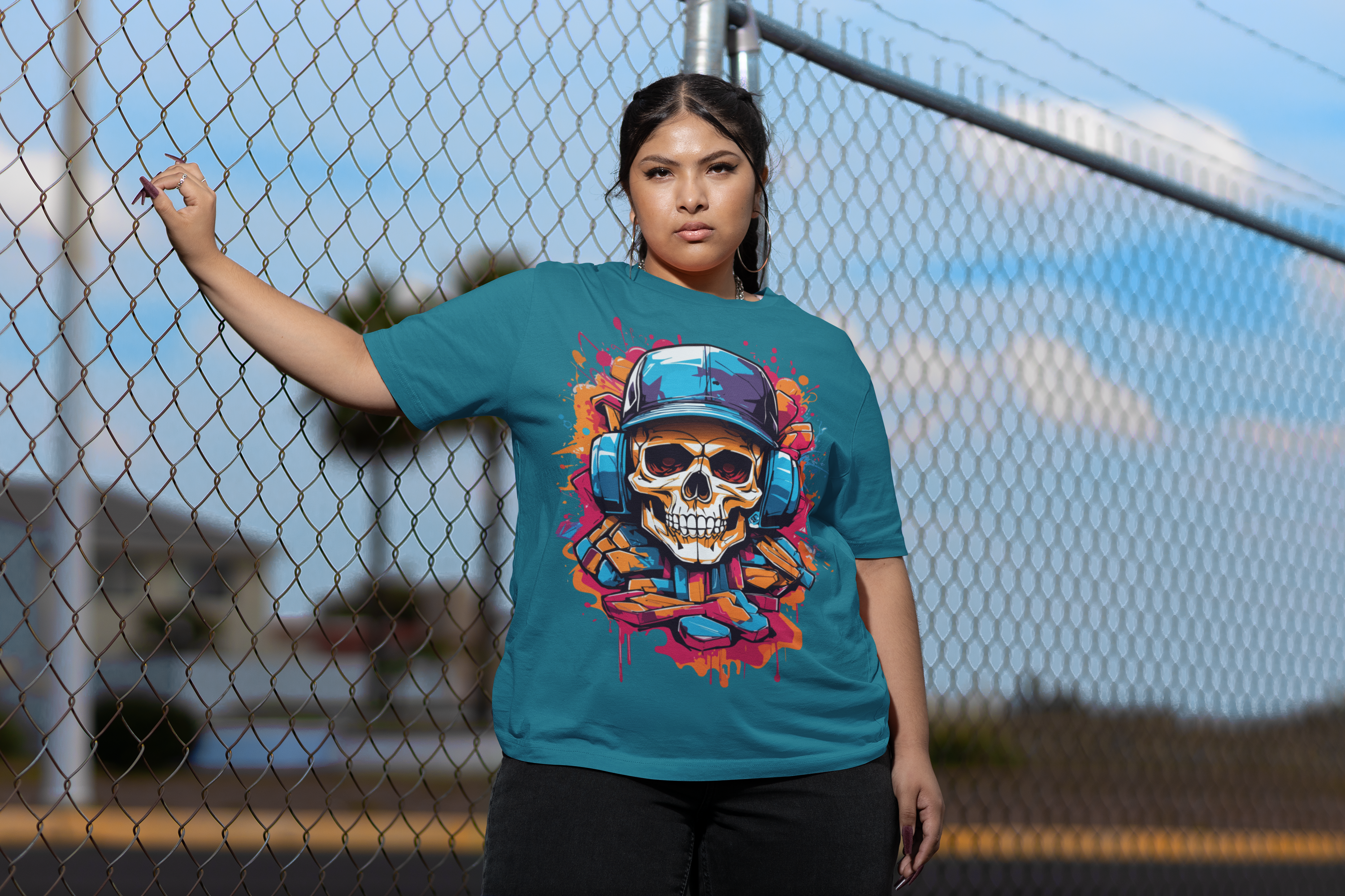 Urban Skull Groove - Oversized T-Shirt