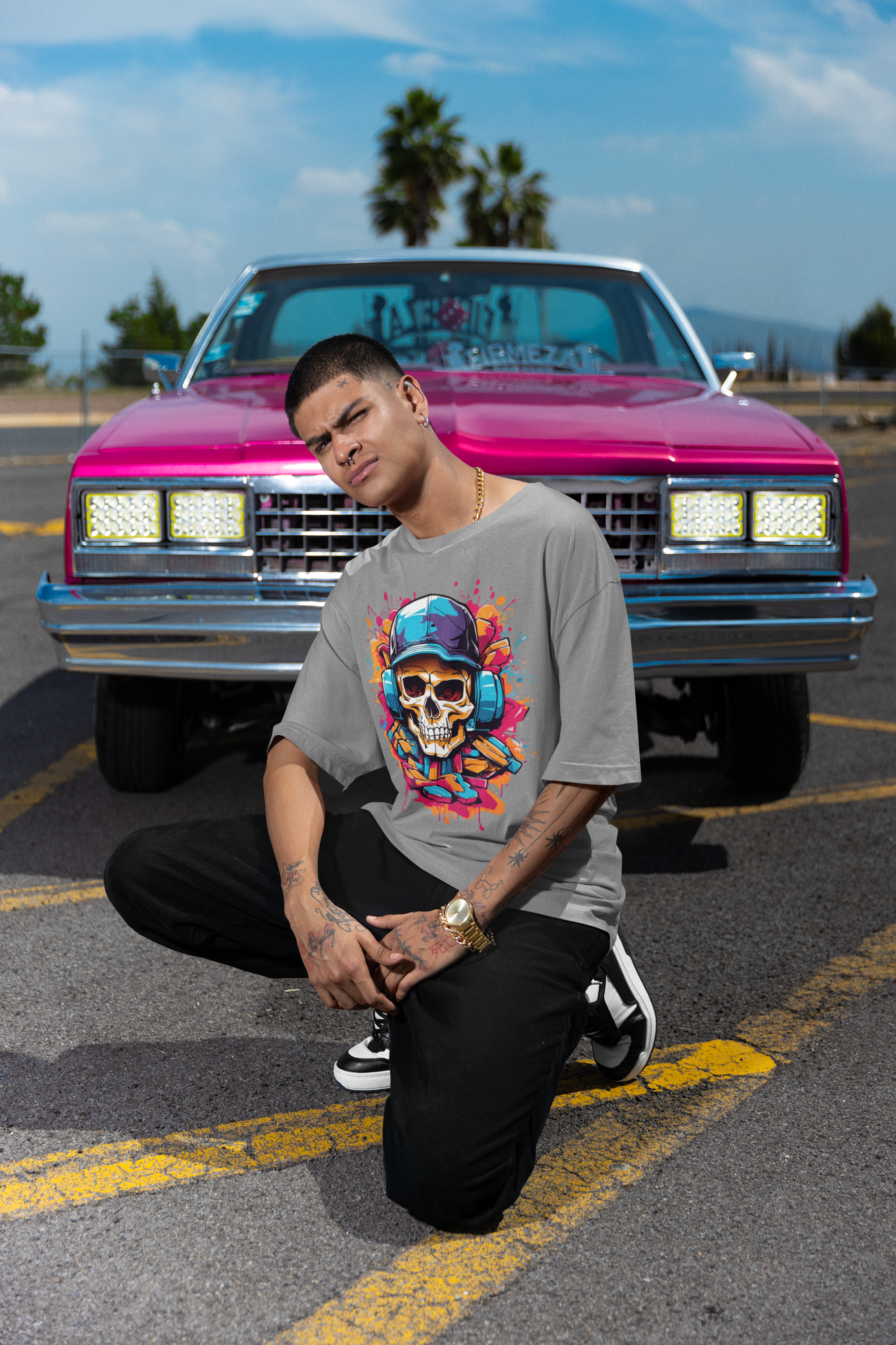 Urban Skull Groove - Oversized T-Shirt