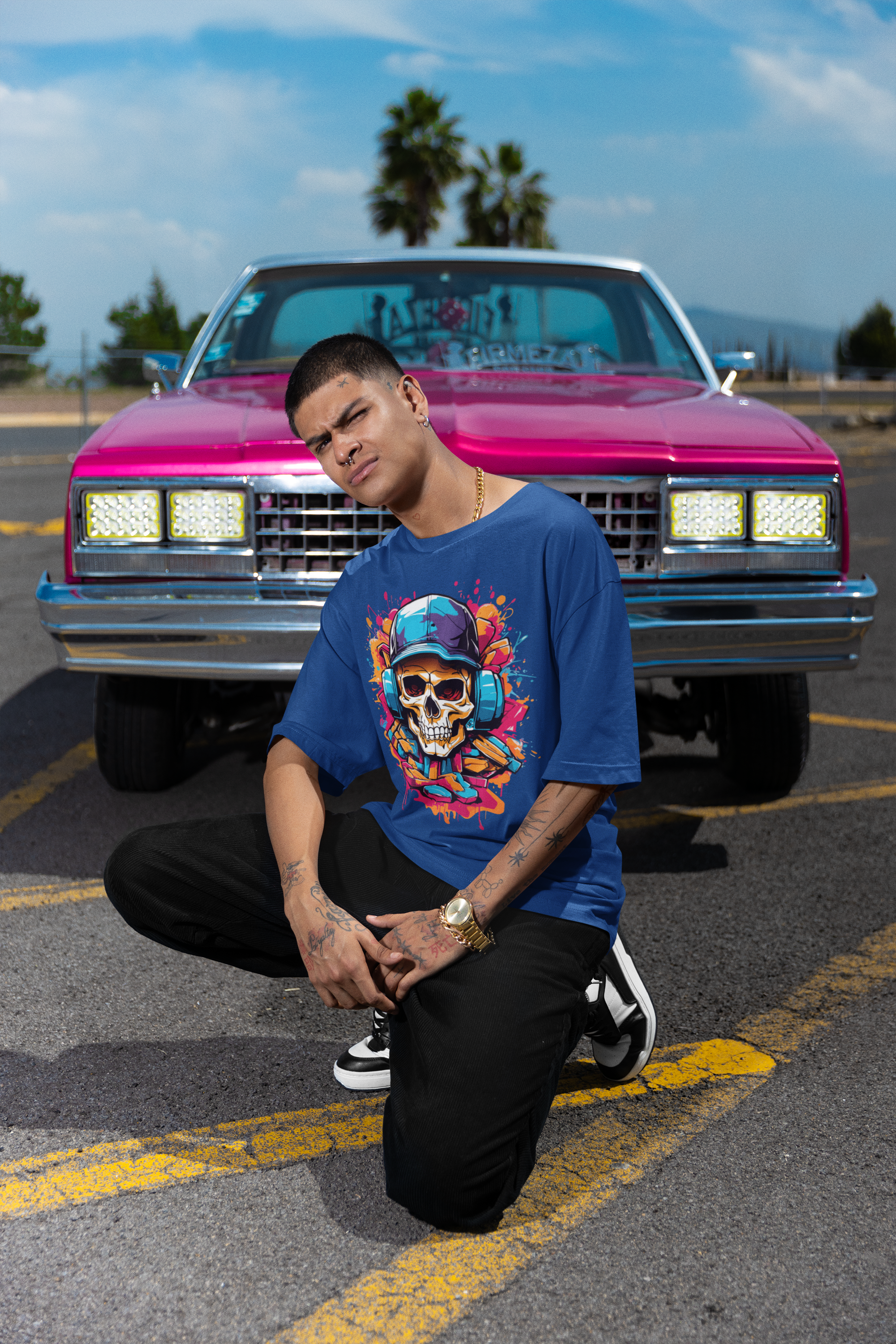 Urban Skull Groove - Oversized T-Shirt