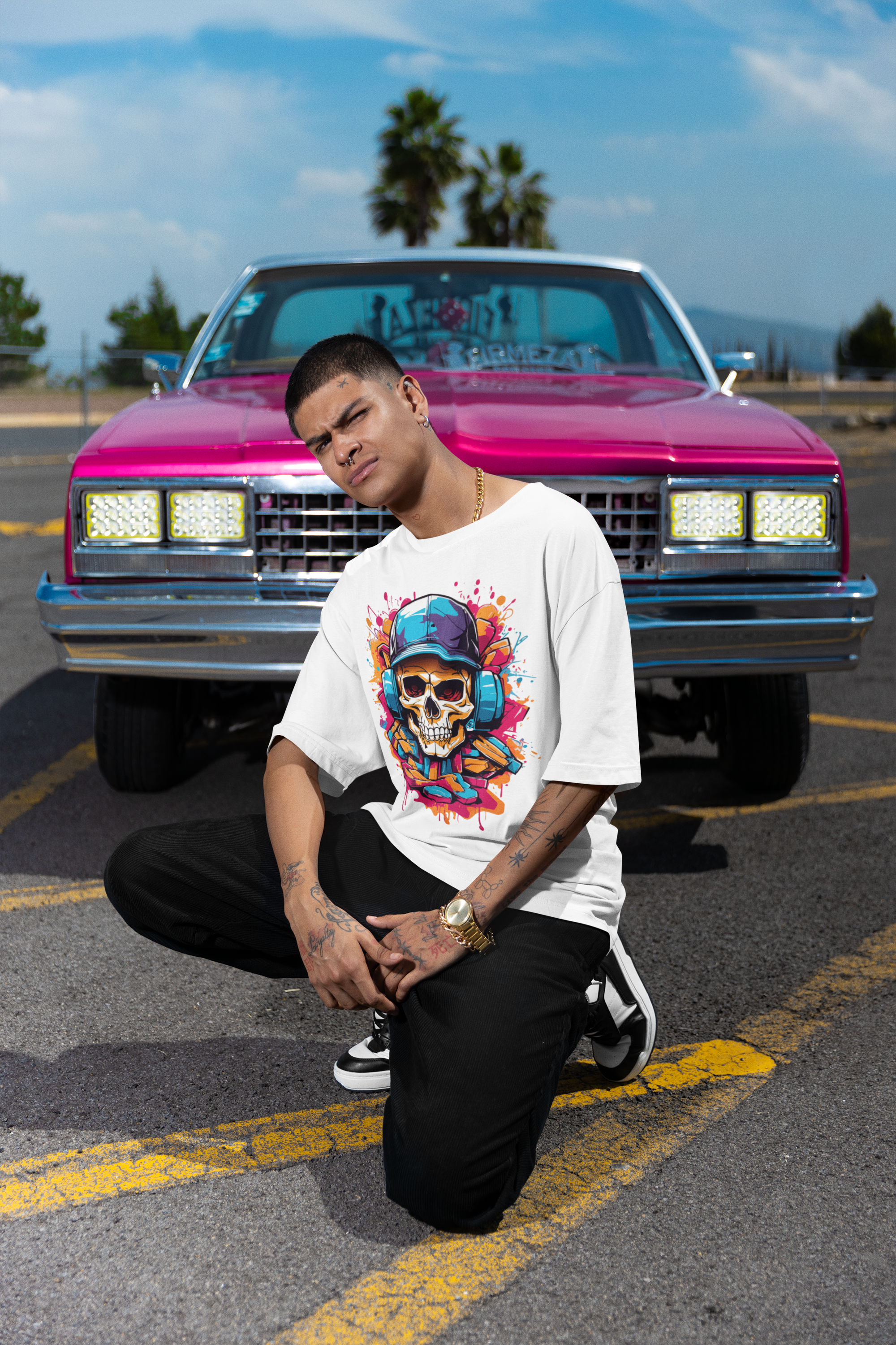 Urban Skull Groove - Oversized T-Shirt
