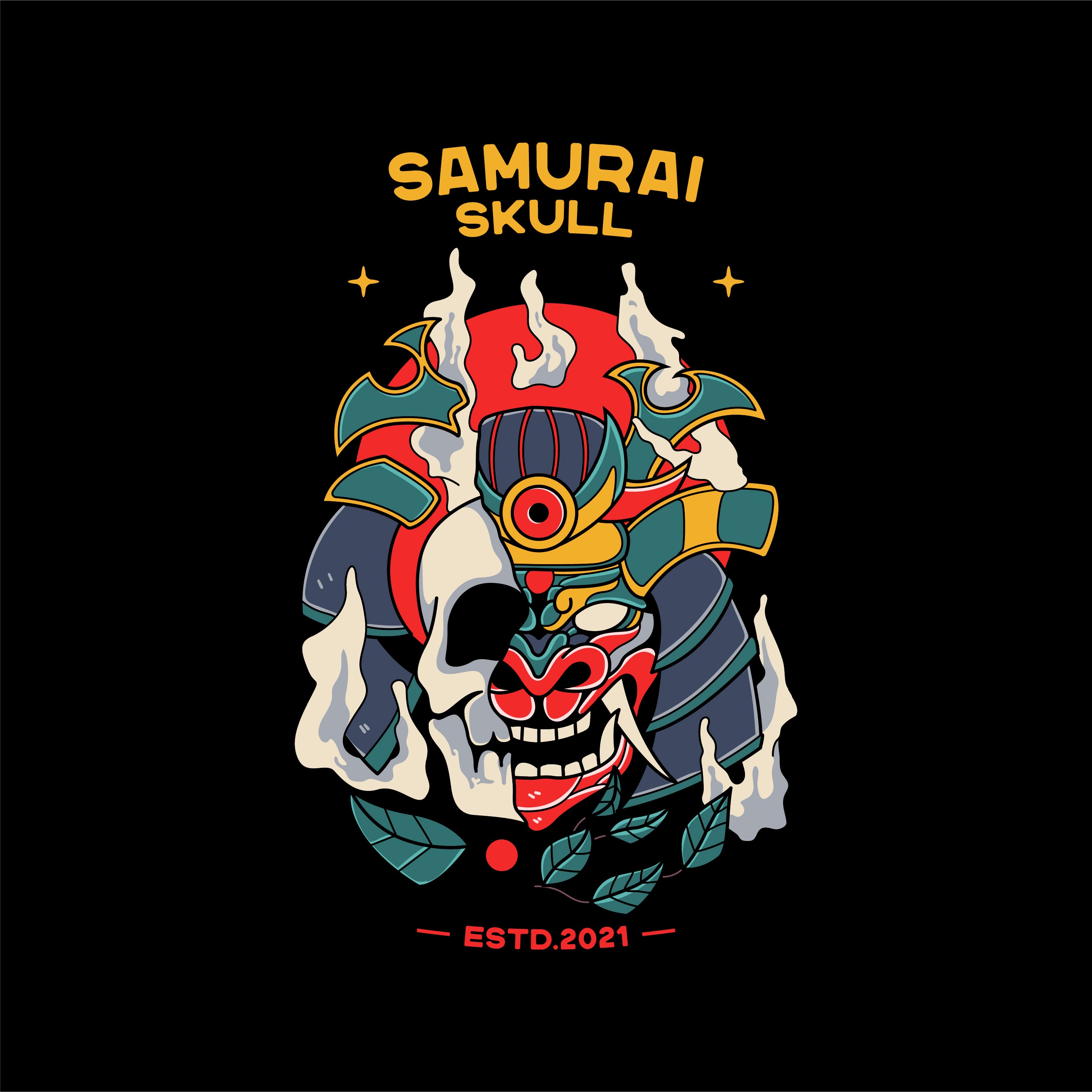 🔥 Red Oni Samurai Graphic Oversized T-Shirt - ThreadStyle