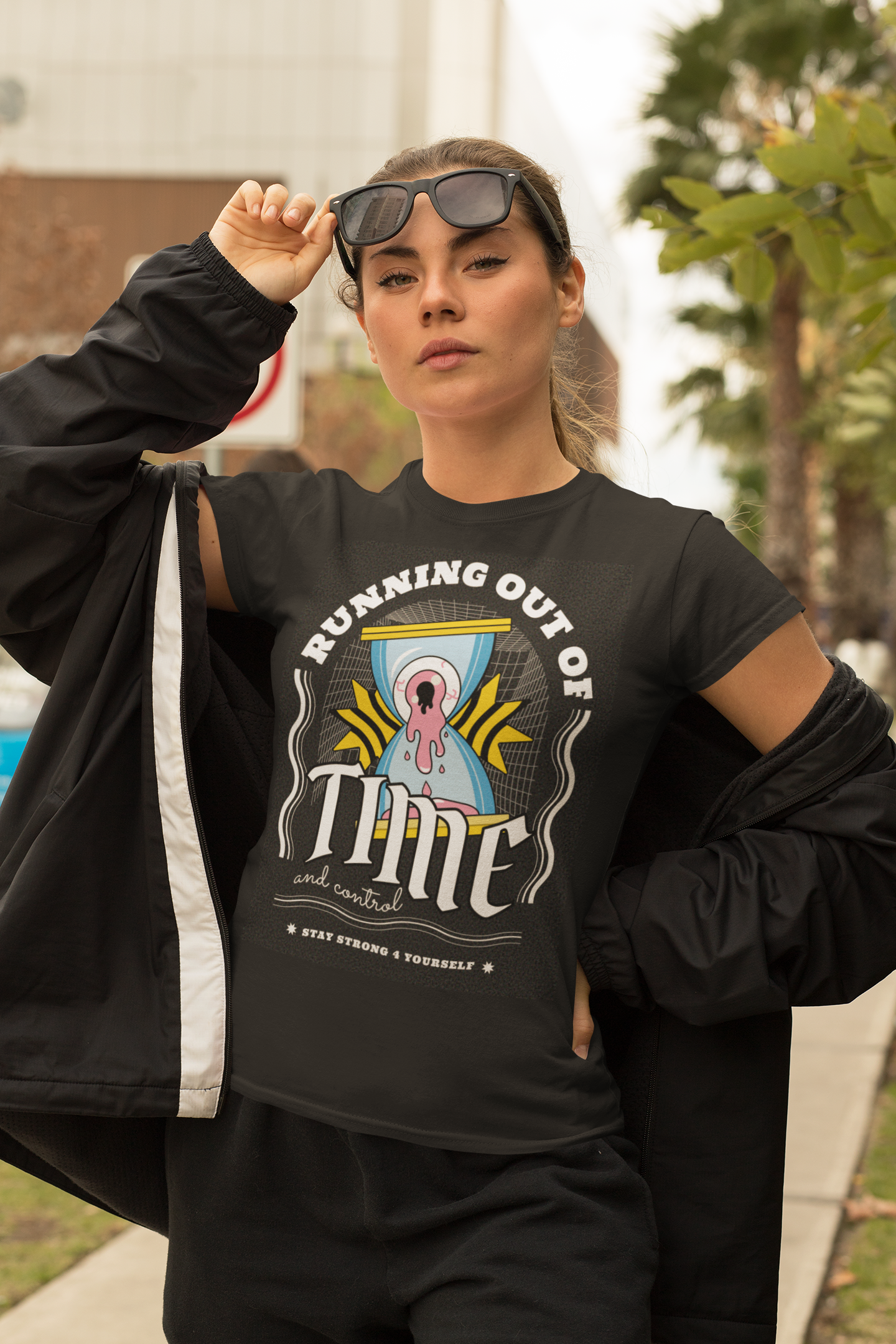 Running Out of Time – Bold Hourglass Graphic Tee - ThreadStyle
