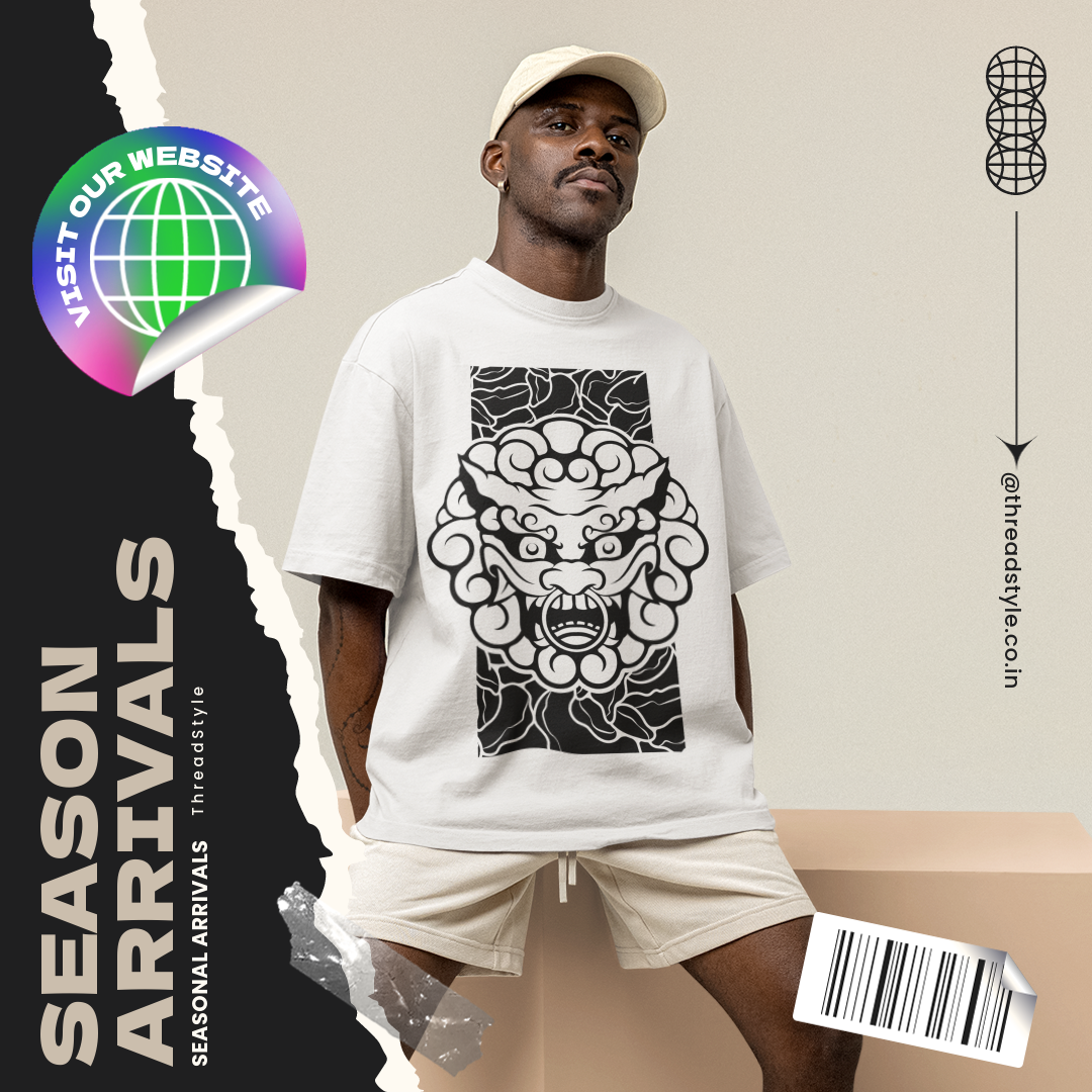 FIERCE GUARDIAN MASK – Graphic Oversized T-Shirt - ThreadStyle