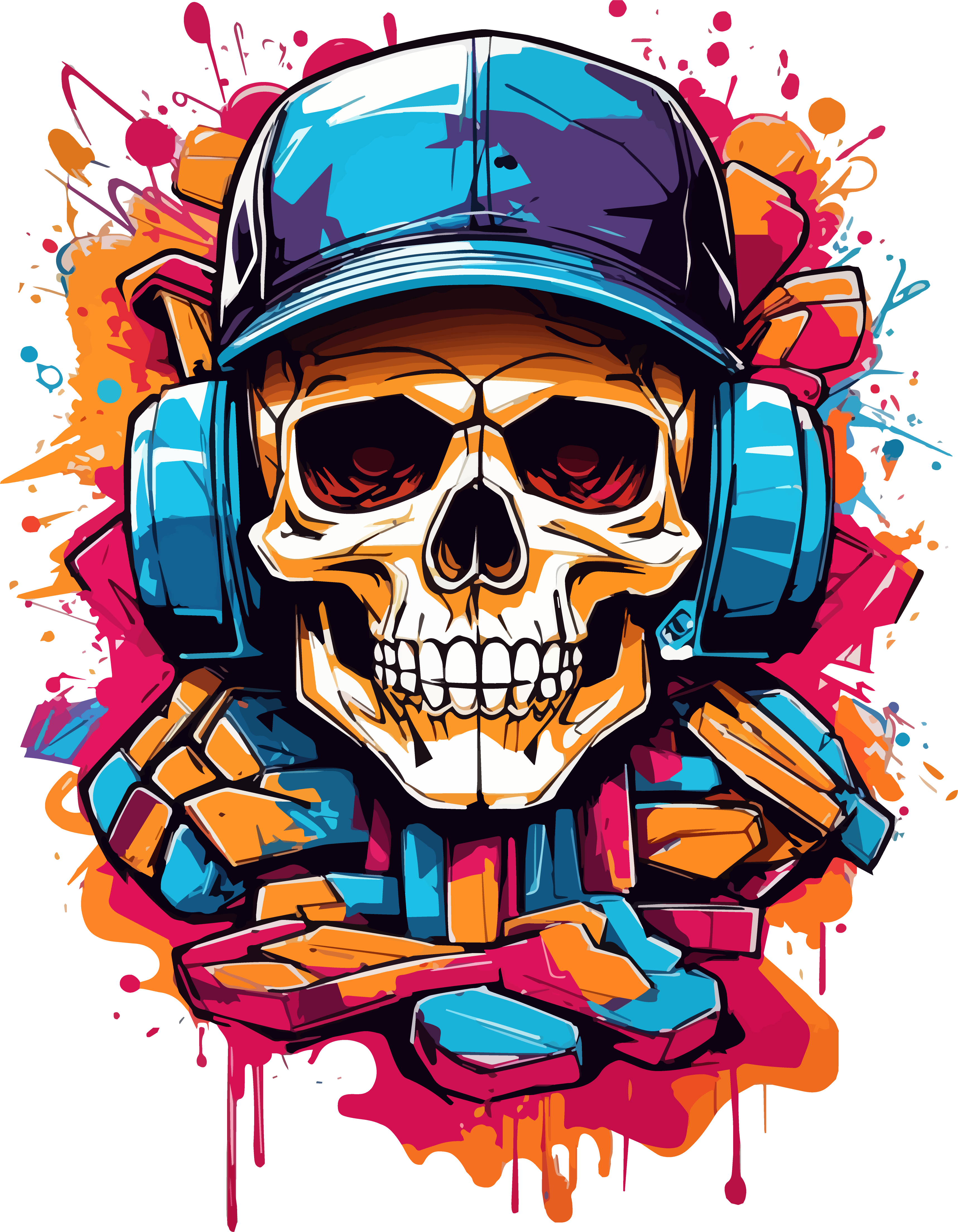 Urban Skull Groove - Oversized T-Shirt